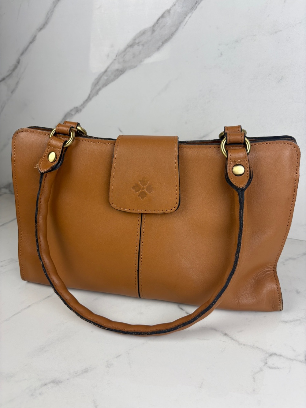 Patricia Nash Heritage Rienzo Leather Satchel Tan Shoulder Bag Purse